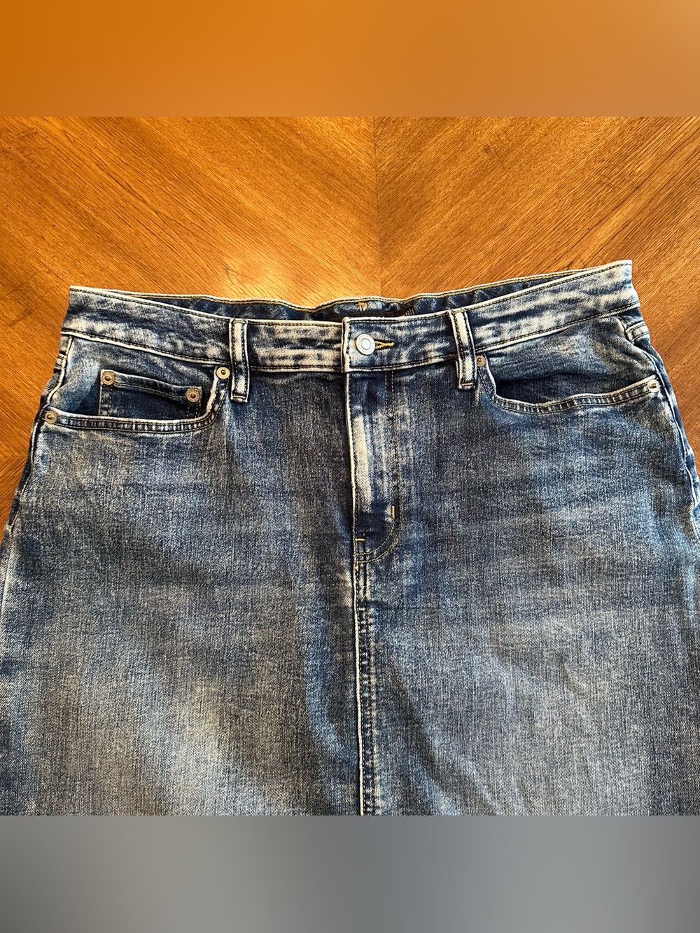 Lauren Ralph Lauren Blue Denim Jean Midi Pencil Skirt, Size 14W Classic Capsule - Picture 6 of 16